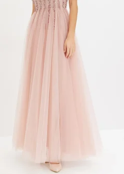Mujer bonprix bonprix Vestido maxi de tul fino con bordado de lentejuelas