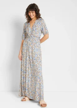 bonprix bonprix Premamá>Vestido maxi premamá/de lactancia de punto Azul de flores