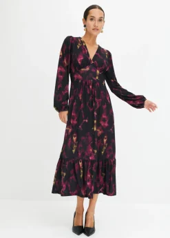 bonprix bonprix Vestidos>Vestido midi negro-purpúra