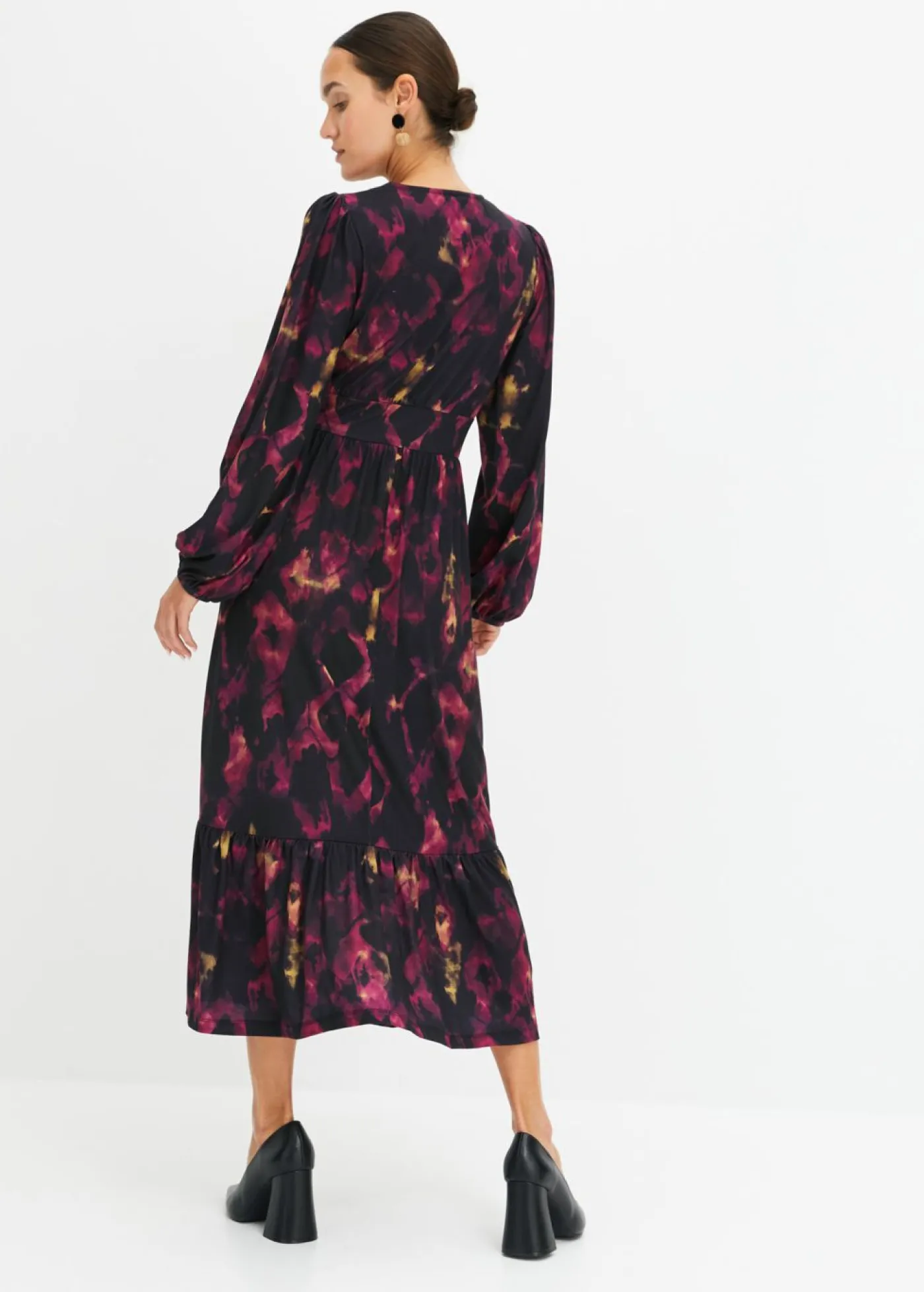 bonprix bonprix Vestidos>Vestido midi negro-purpúra