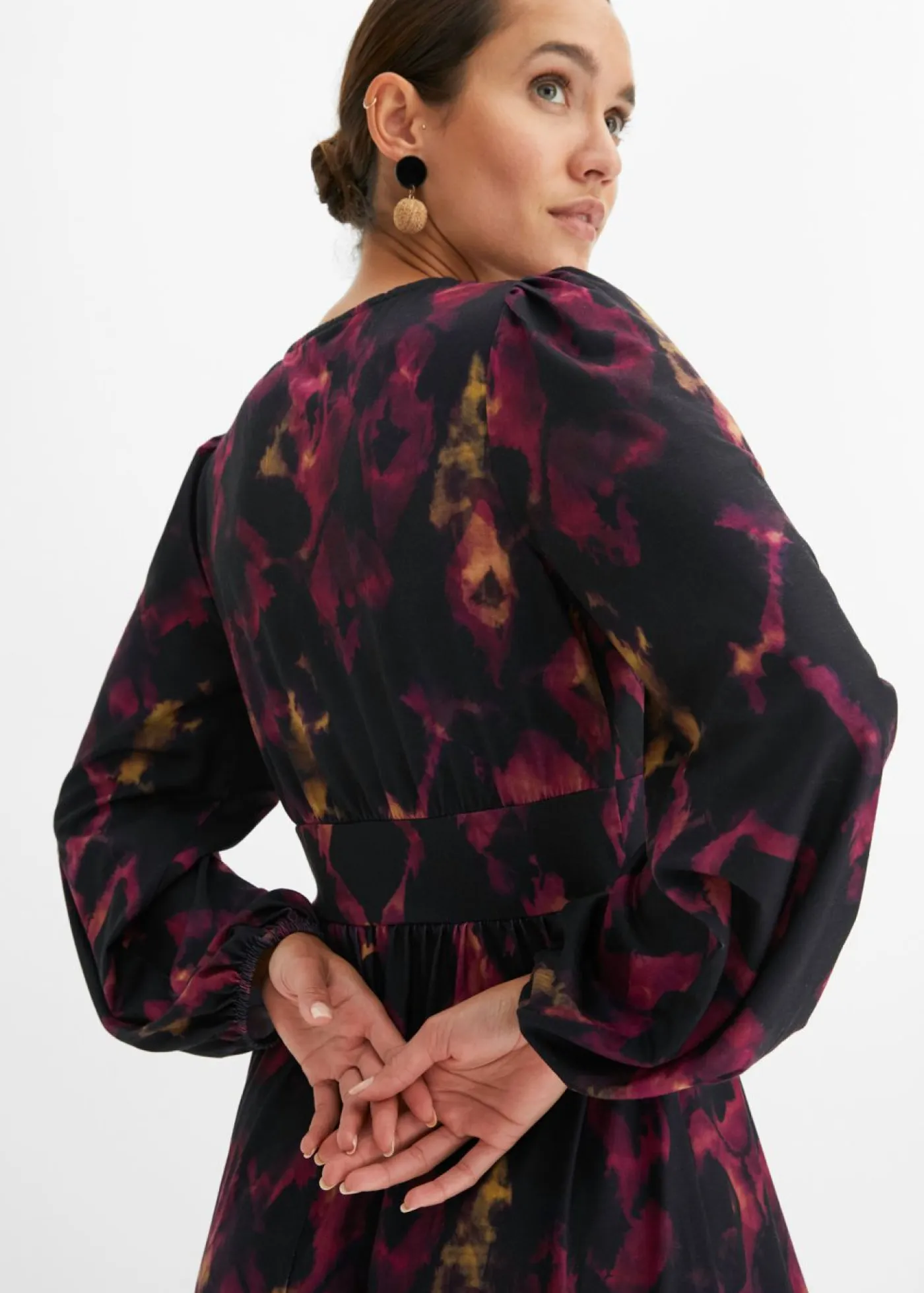 bonprix bonprix Vestidos>Vestido midi negro-purpúra