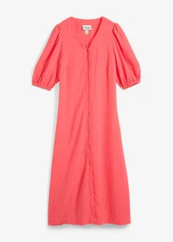 bonprix bonprix Vestidos>Vestido midi acampanado con mangas abullonadas rosa paraíso
