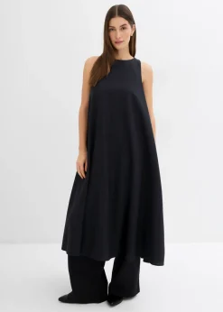 bonprix bonprix Esenciales|Vestidos>Vestido midi acampanado de mezcla de viscosa Negro