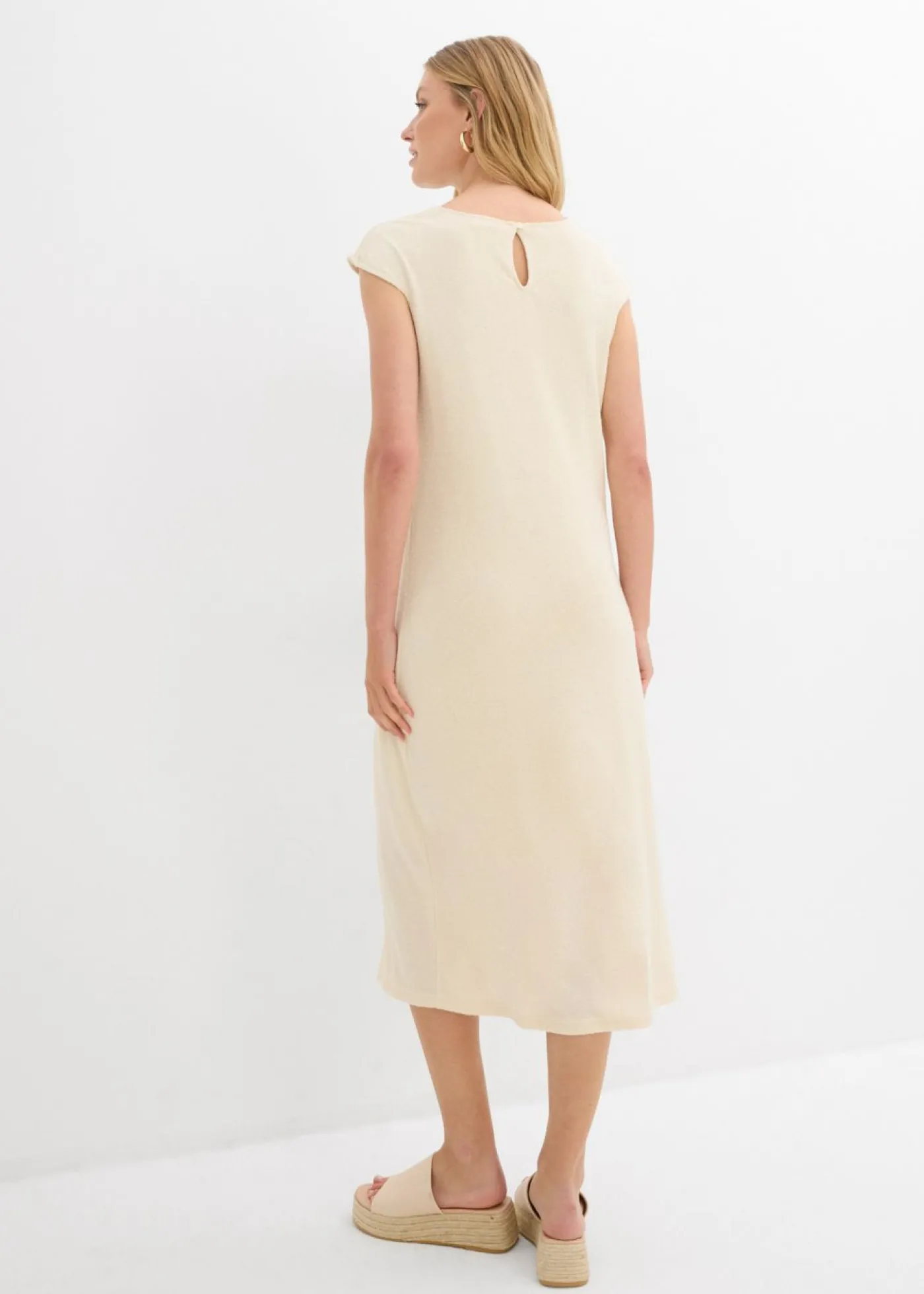 bonprix bonprix Vestidos>Vestido midi con aspecto de punto Crudo