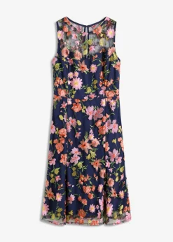 bonprix bonprix Vestidos|Ropa Elegante>Vestido midi con bordado floral azul marino con flores