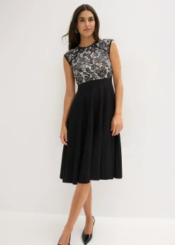 bonprix bonprix Vestidos|Novedades>Vestido midi con encaje Negro
