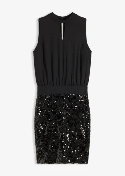 bonprix bonprix Vestidos|Ropa Elegante>Vestido midi con lentejuelas Negro
