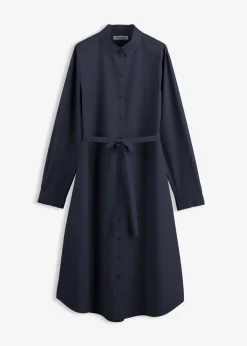 bonprix bonprix Esenciales|Vestidos>Vestido midi de algodón orgánico puro Azul marino