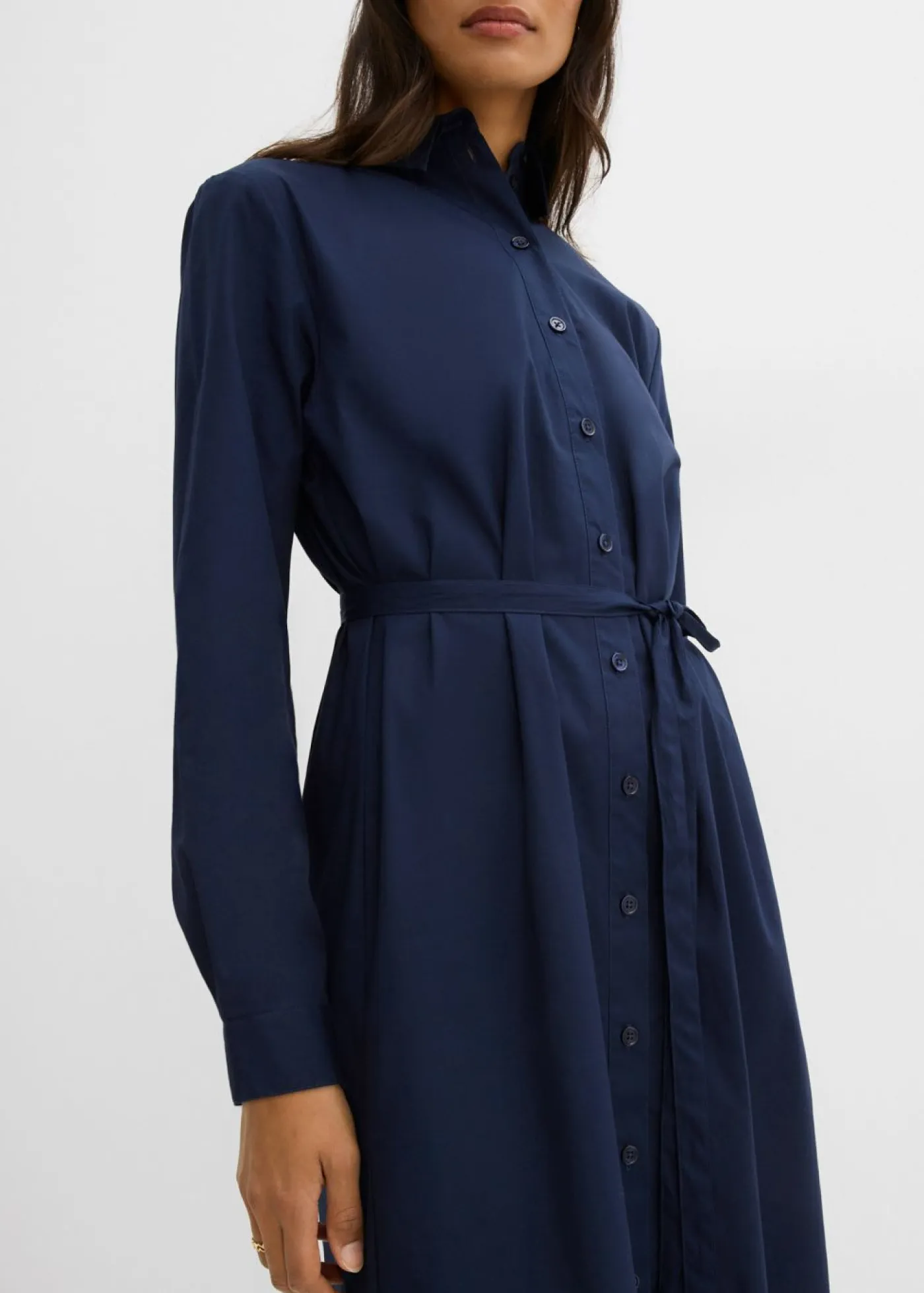 bonprix bonprix Esenciales|Vestidos>Vestido midi de algodón orgánico puro Azul marino