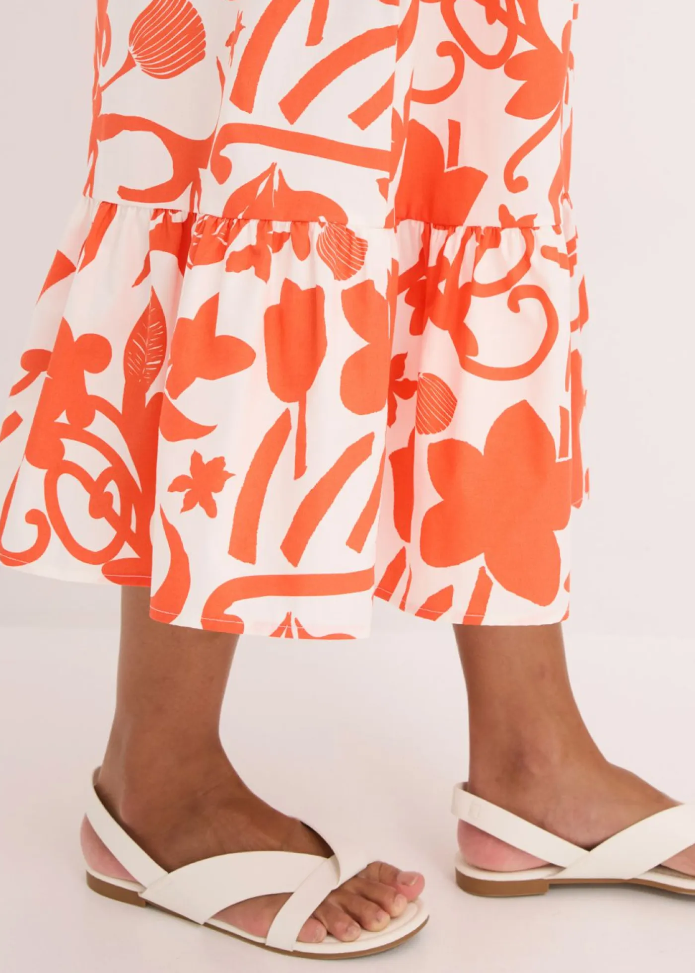 bonprix bonprix Vestidos>Vestido midi de algodón orgánico puro mango-blanco crema