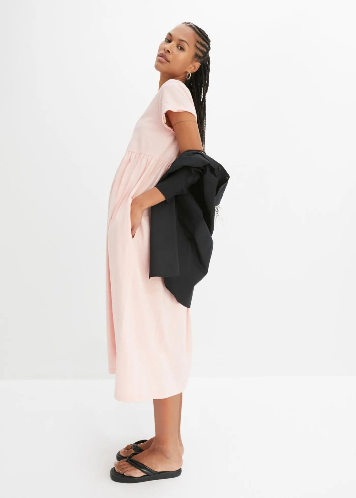 bonprix bonprix Vestidos>Vestido midi de algodón orgánico puro rosa pastel