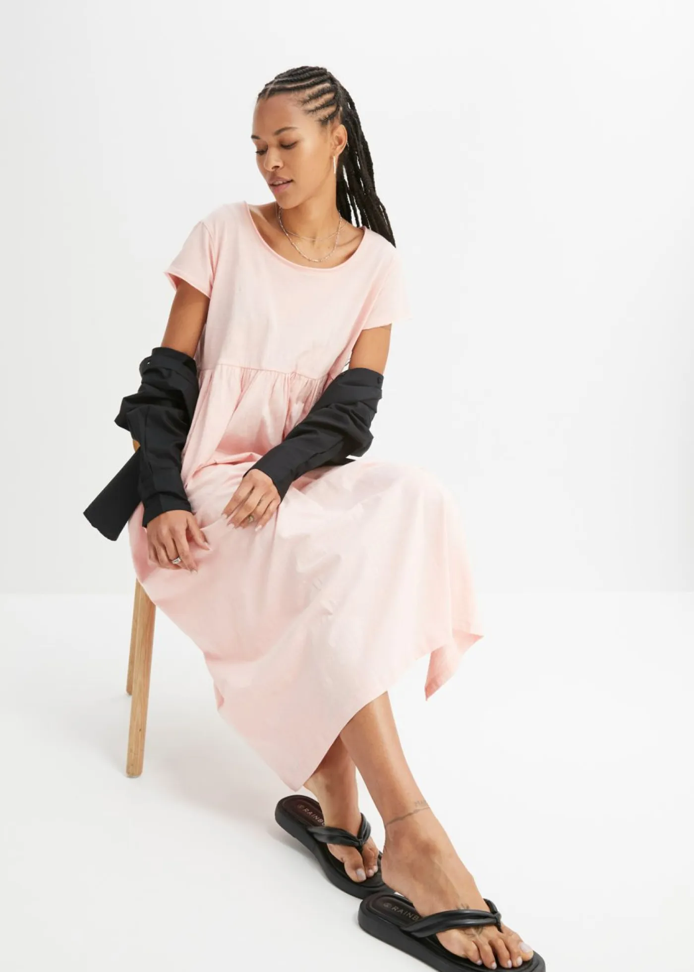 bonprix bonprix Vestidos>Vestido midi de algodón orgánico puro rosa pastel