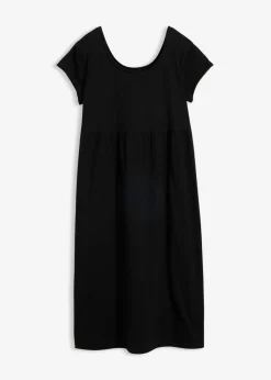 bonprix bonprix Vestidos|Tallas Pequeñas>Vestido midi de algodón orgánico puro Negro