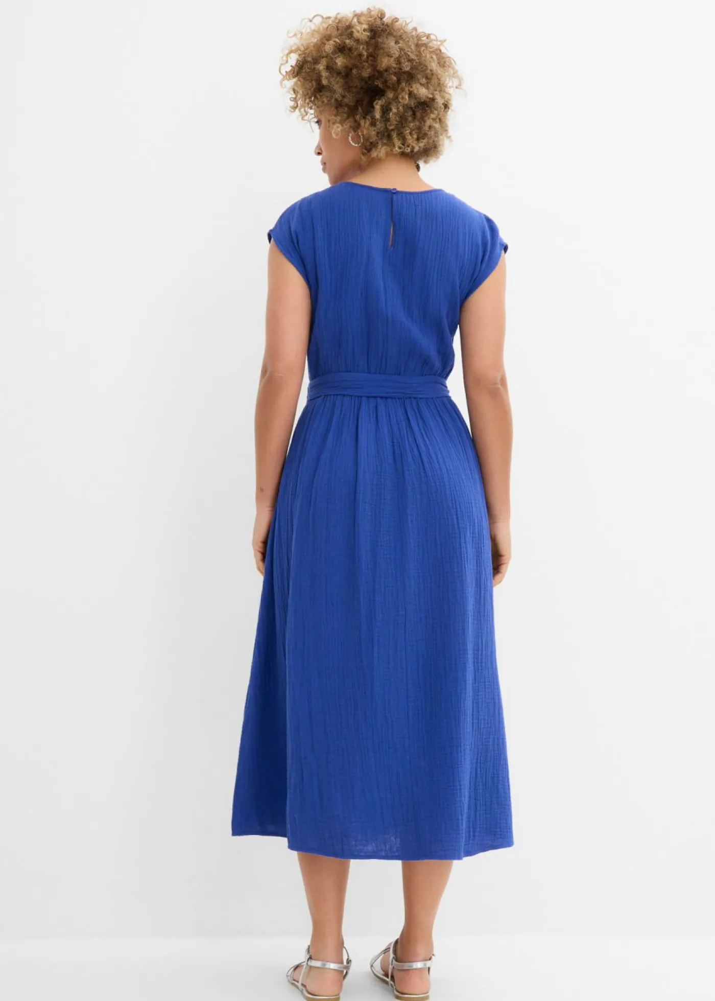 bonprix bonprix Vestidos>Vestido midi de algodón puro Azul marino