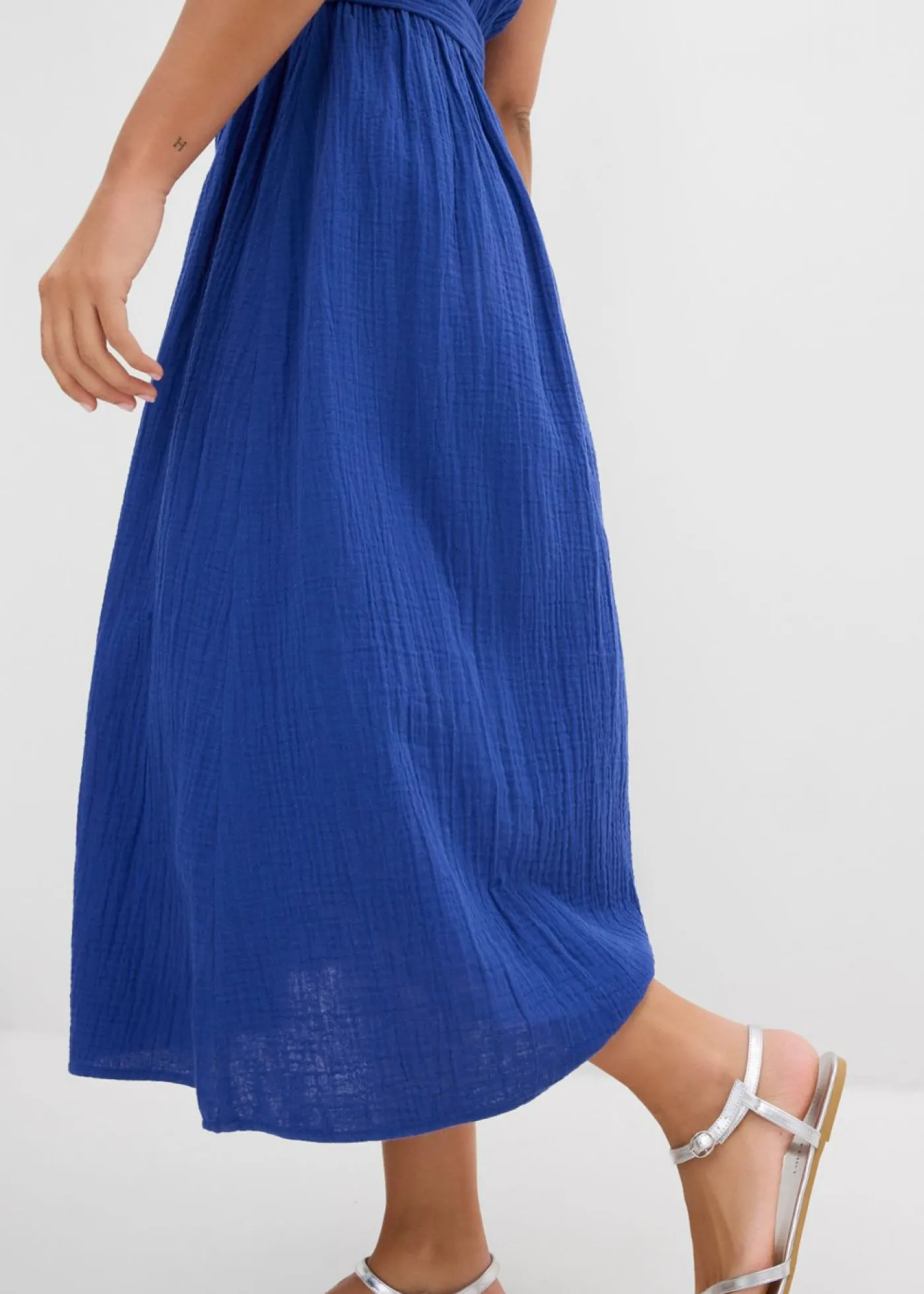 bonprix bonprix Vestidos>Vestido midi de algodón puro Azul marino