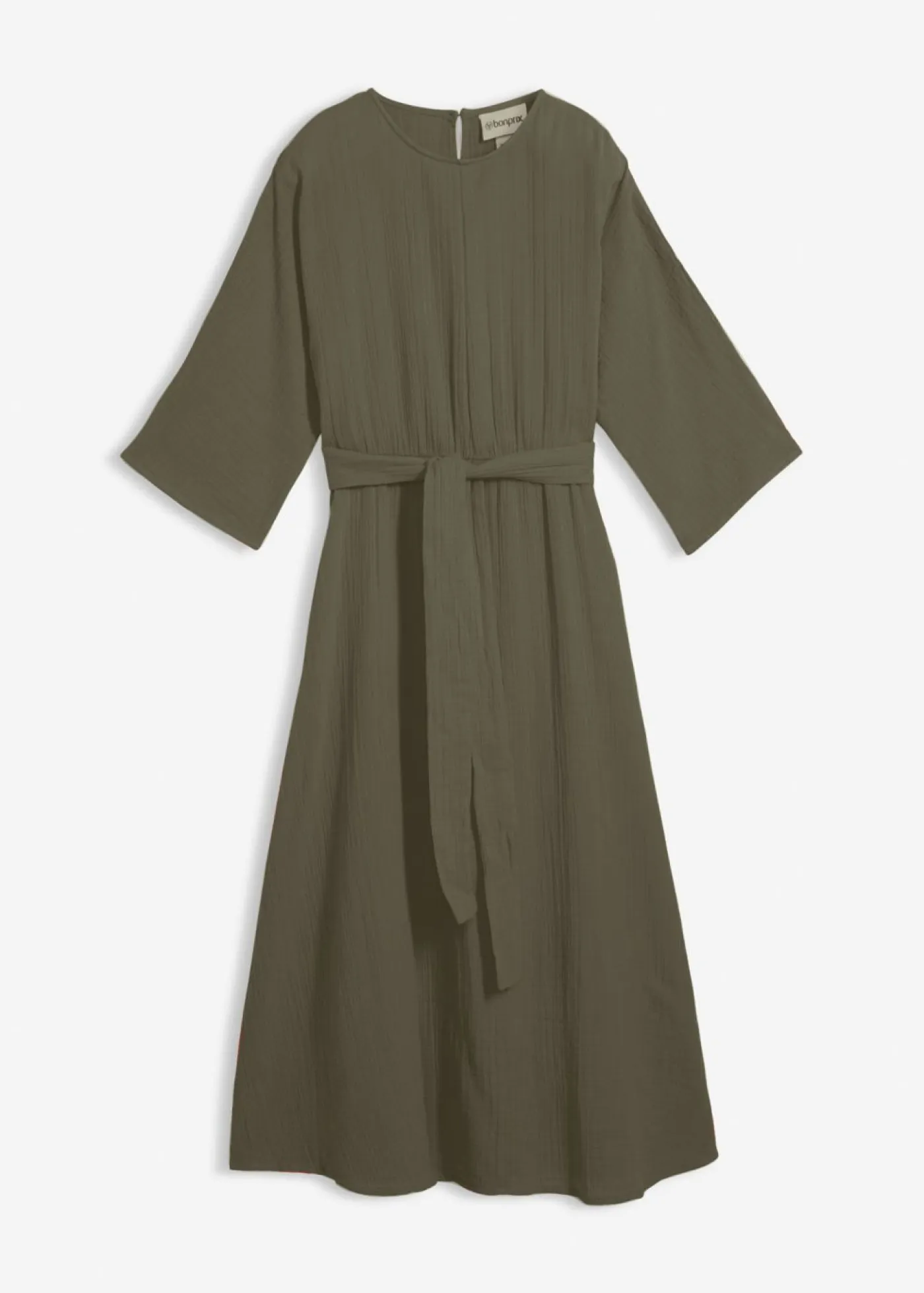 bonprix bonprix Vestidos>Vestido midi de algodón suave Verde oliva oscuro