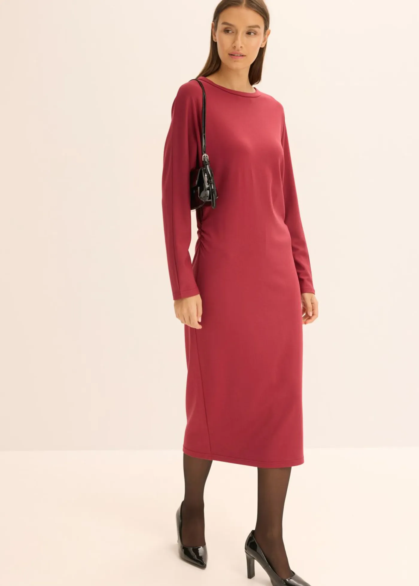 bonprix bonprix Vestidos>Vestido midi de cómodo Punto di Roma Ciruela