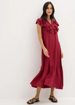 Mujer bonprix bonprix Vestido midi de crepé estructurado con volantes