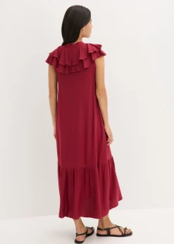 Mujer bonprix bonprix Vestido midi de crepé estructurado con volantes