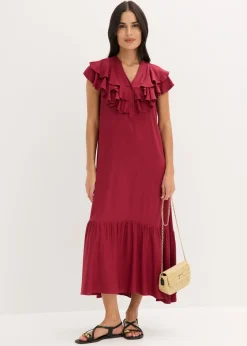 Mujer bonprix bonprix Vestido midi de crepé estructurado con volantes