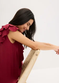 Mujer bonprix bonprix Vestido midi de crepé estructurado con volantes