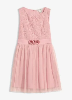 bonprix bonprix Ropa 2 A 9 Años·Vestidos Y Faldas>Vestido midi de encaje delicado y tul Rosa ceniza