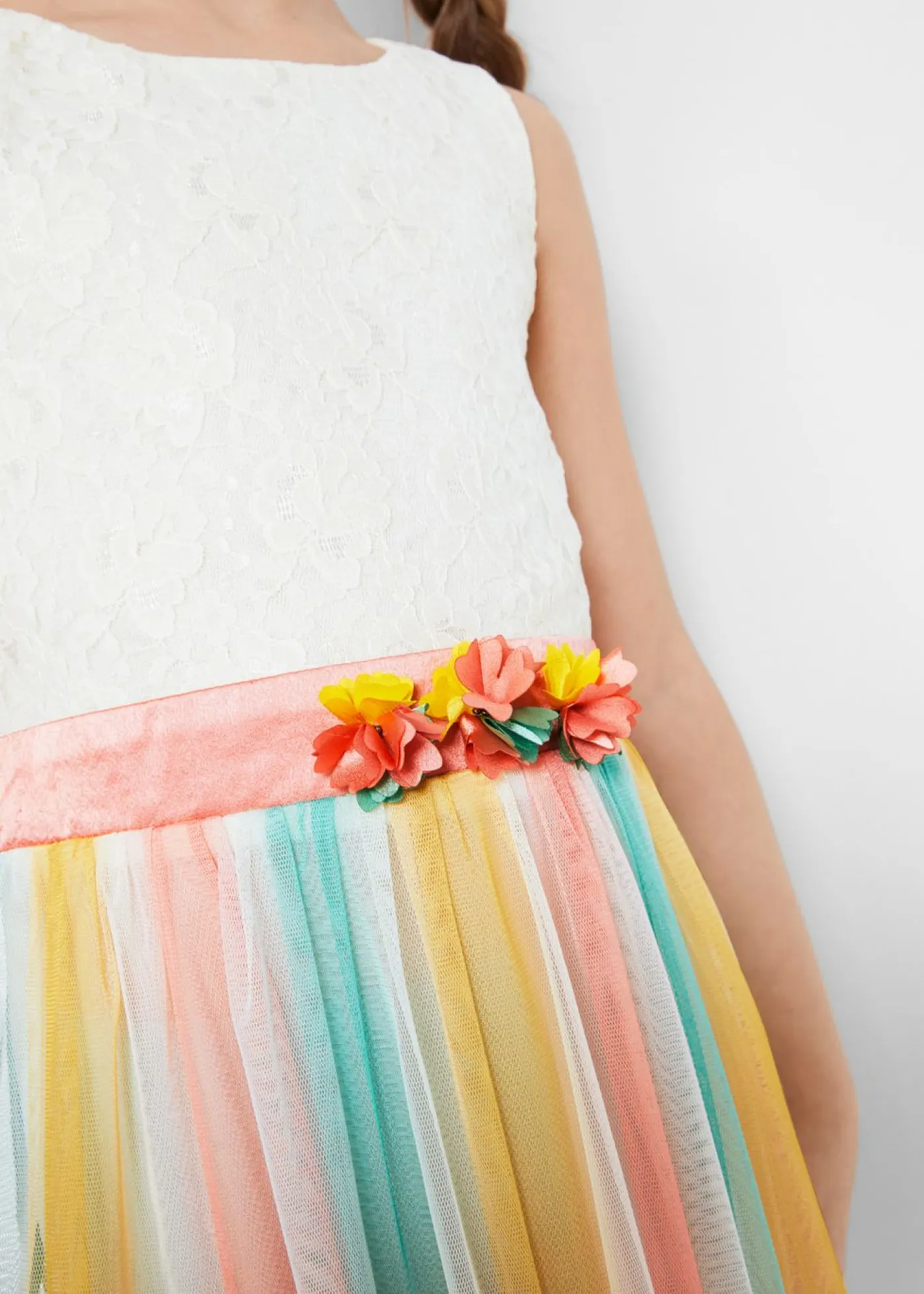 bonprix bonprix Ropa 2 A 9 Años·Vestidos Y Faldas>Vestido midi de encaje delicado y tul crema suave