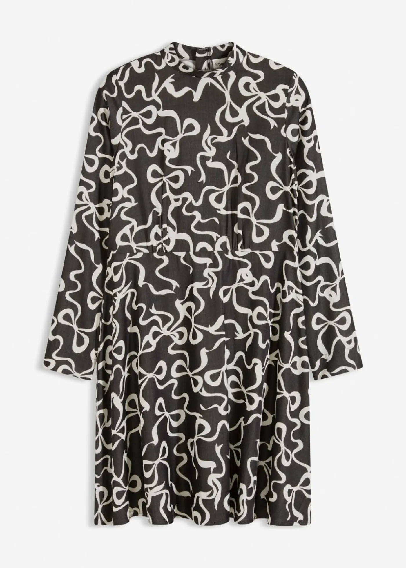 bonprix bonprix Vestidos>Vestido midi de mezcla de viscosa fluida Negro-blanco con estampado gráfico