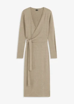 bonprix bonprix Vestidos|Ropa De Punto>Vestido midi de punto Beige jaspeado