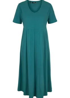 bonprix bonprix Vestidos>Vestido midi de punto de algodón Verde pimienta monocolor