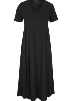 bonprix bonprix Vestidos>Vestido midi de punto de algodón Negro