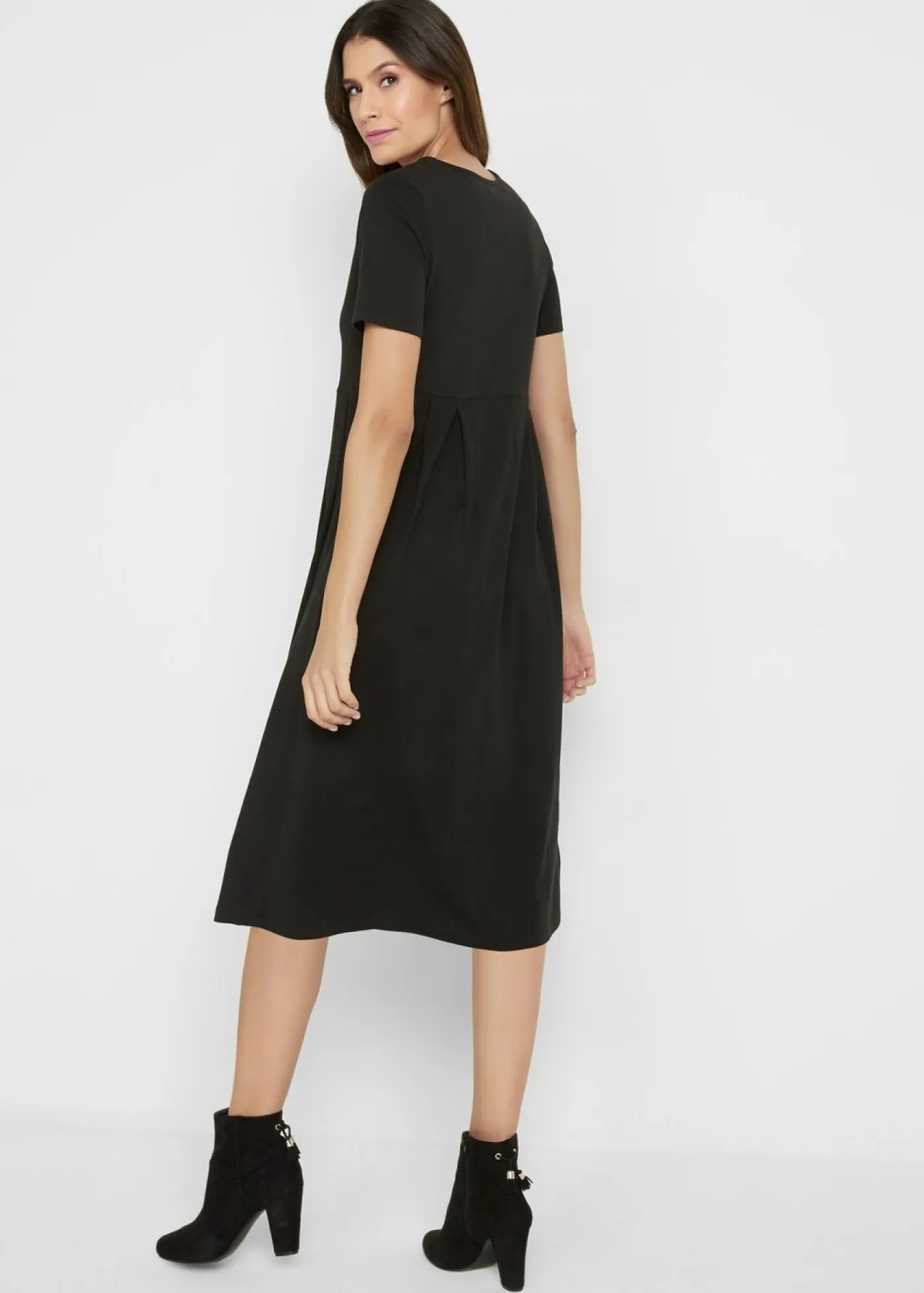 bonprix bonprix Vestidos>Vestido midi de punto de algodón Negro