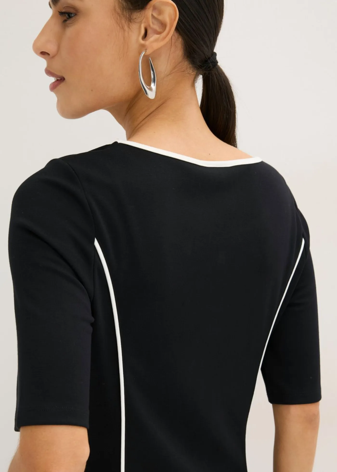 bonprix bonprix Vestidos>Vestido midi de Punto di Roma Negro-blanco lana