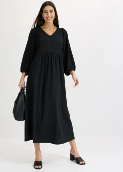 bonprix bonprix Vestidos|Novedades>Vestido midi de punto estructurado Negro