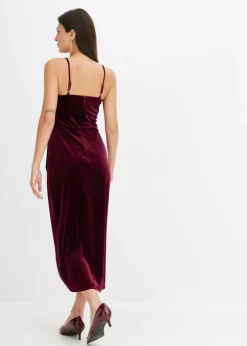 Mujer bonprix bonprix Vestido midi de terciopelo suave y tirantes finos
