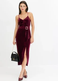 Mujer bonprix bonprix Vestido midi de terciopelo suave y tirantes finos