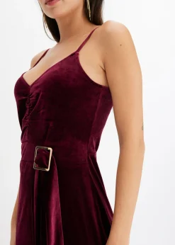 Mujer bonprix bonprix Vestido midi de terciopelo suave y tirantes finos