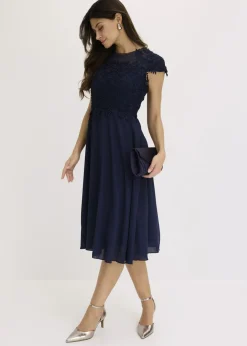 Mujer bonprix bonprix Vestido midi de tul delicado con encaje