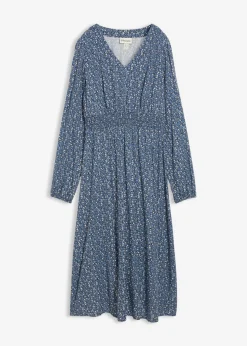 bonprix bonprix Vestidos>Vestido midi de viscosa fluida azul marino-azul cristal-blanco lana-gris plata-musgo mate