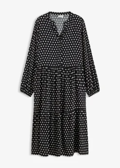 bonprix bonprix Vestidos>Vestido midi de viscosa fluida negro topos