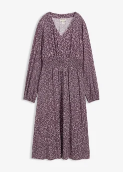 bonprix bonprix Vestidos>Vestido midi de viscosa fluida rojo burdeos-blanco lana-gris plata-musgo mate