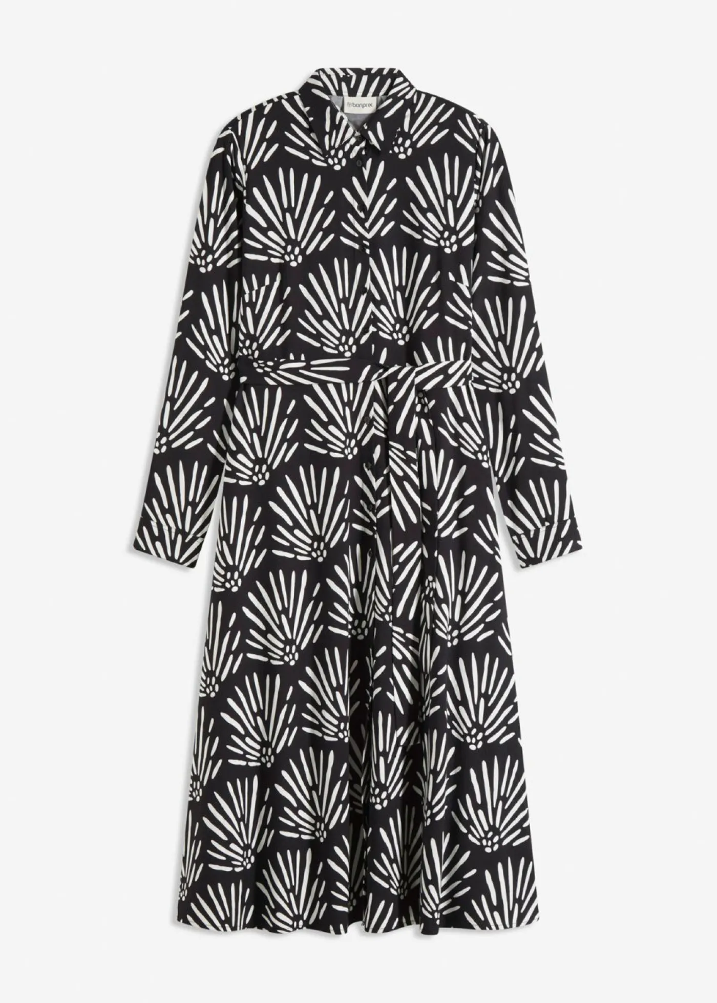 bonprix bonprix Vestidos>Vestido midi de viscosa fluida Negro-blanco