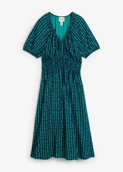 bonprix bonprix Vestidos>Vestido midi de viscosa suave azul marino-turquesa mate