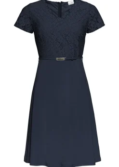 Mujer bonprix bonprix Vestido mini con encaje y cinturón