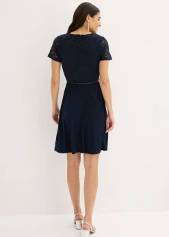 Mujer bonprix bonprix Vestido mini con encaje y cinturón