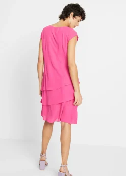 Mujer bonprix bonprix Vestido mini con look de capas y accesorios decorativos