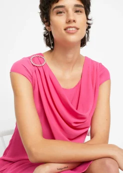 Mujer bonprix bonprix Vestido mini con look de capas y accesorios decorativos