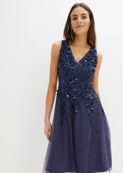 bonprix bonprix Vestidos|Ropa Elegante>Vestido mini de lentejuelas índigo