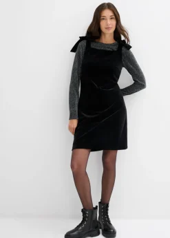 bonprix bonprix Vestidos>Vestido mini de terciopelo suave Negro