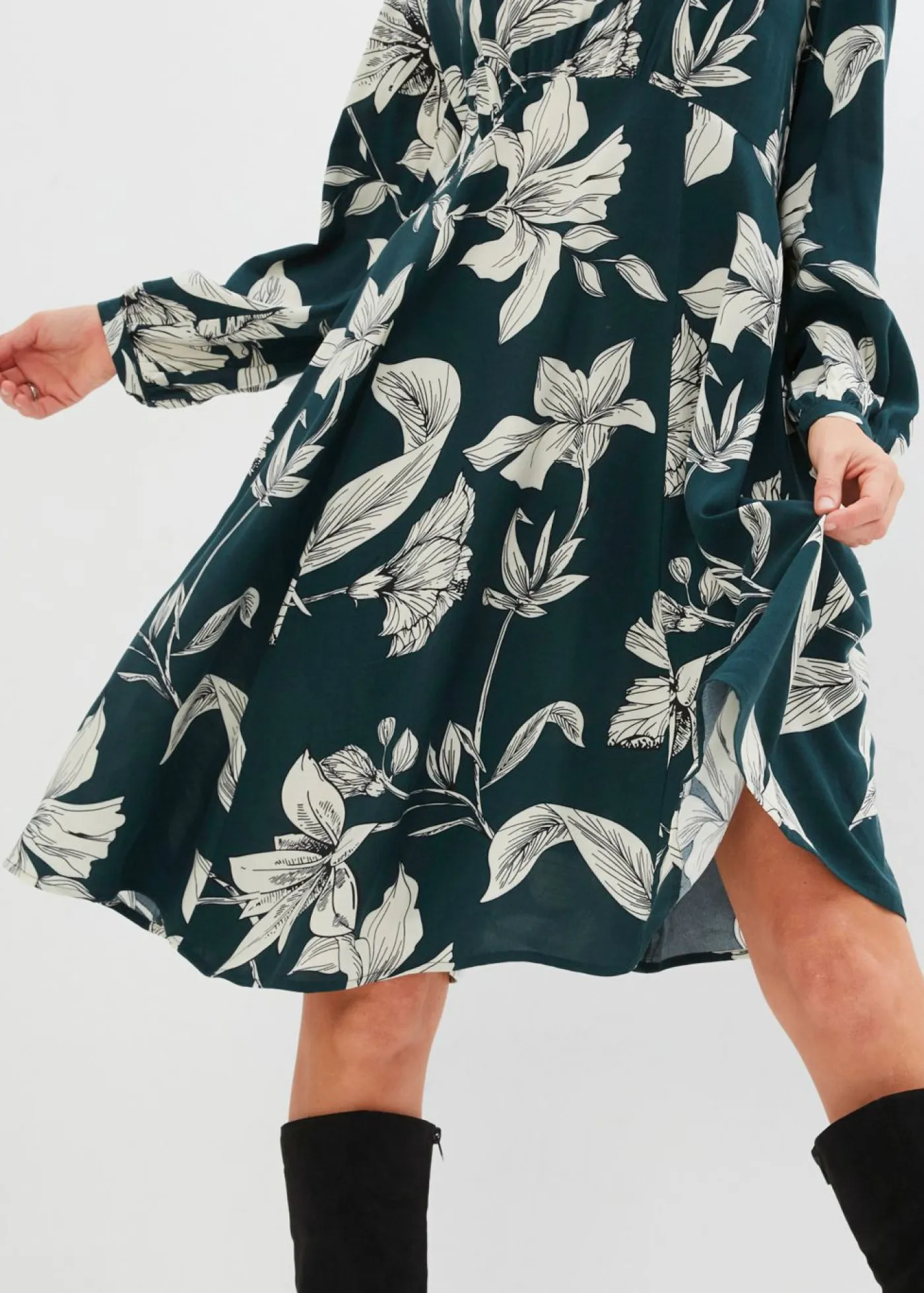 bonprix bonprix Vestidos>Vestido oscilante de viscosa Verde intenso